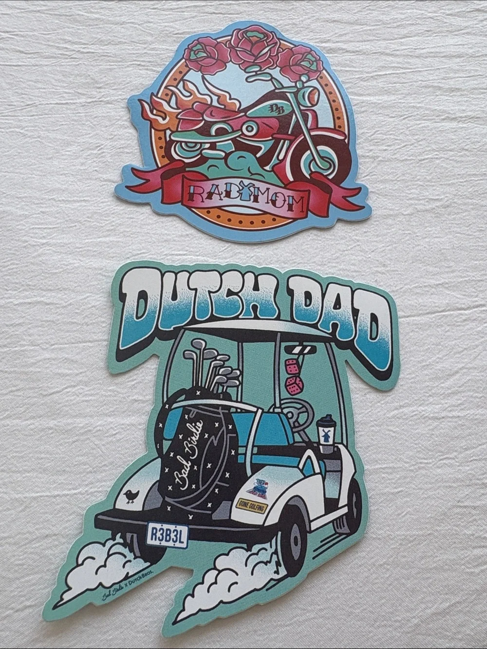 Rad Mom Dutch Dad Bad Birdie Golf Collab Dutch Bros Stickers